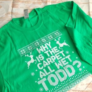 Christmas .. Why Is the Carpet All Wet? Gildan Heavy Cotton .. XL - Long Sleeve‎